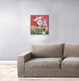 Brown couch against a gray wall mockup